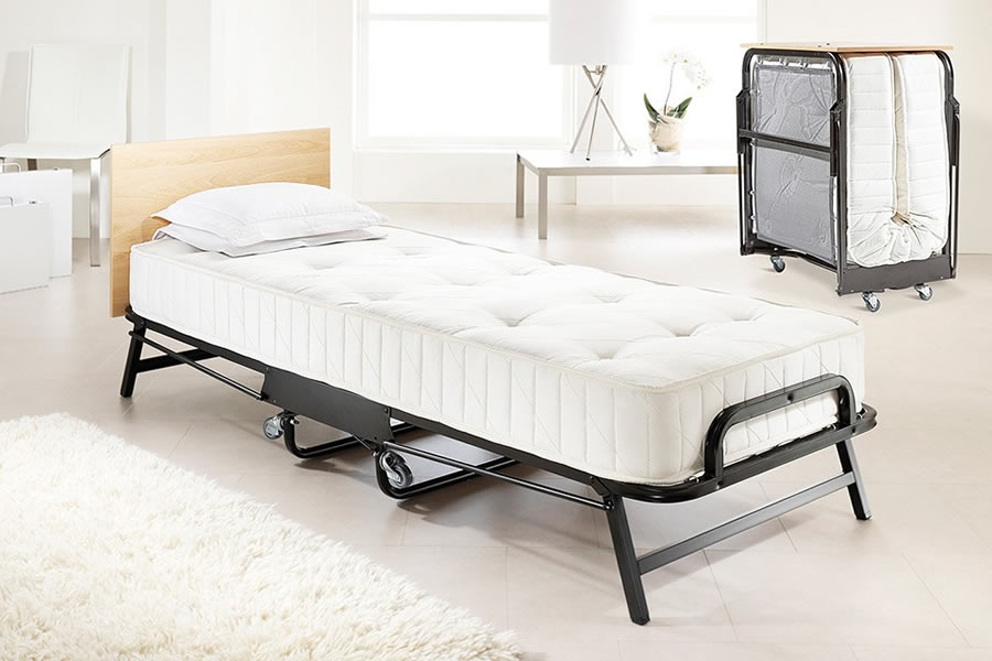 View Small Single Folding Metal Contract Bed Hotel Guest Bed Additional Bed Solid Steel Frame Durable Comfortable Mattress Heavy Duty Blythe information