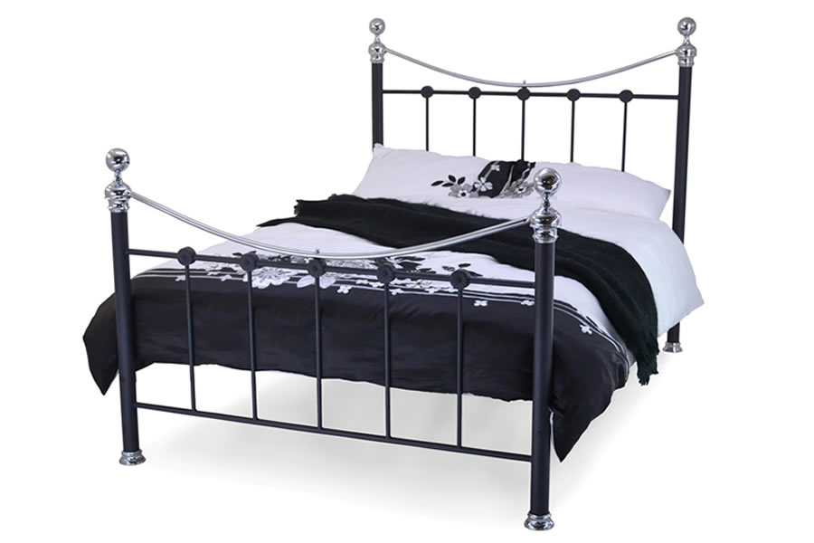 View Contract Commercial Antique Style Metal Bed Frame Available In 4 Sizes Available In Painted Black Or White Finish Steel Heavy Duty Mesh Frame Ba information