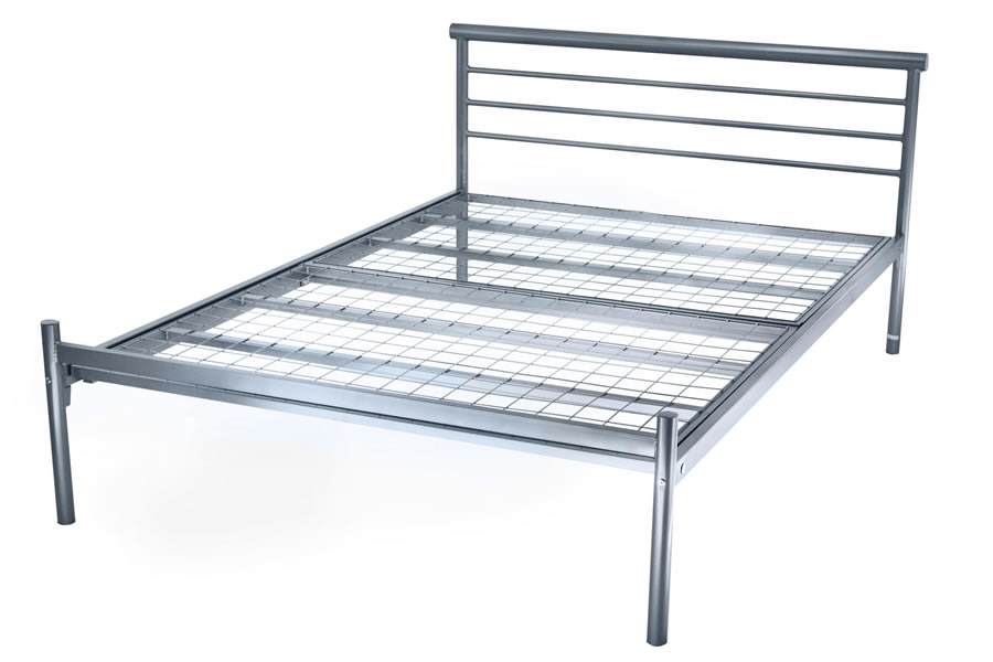 View Metal Contract Student Bed Silver Frame 3 Sizes Curbert CONMESH information