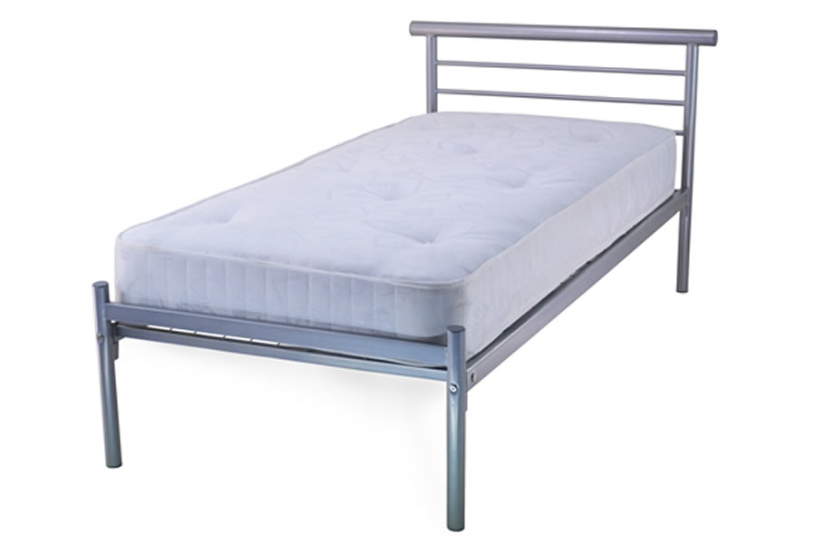 View 30 Single Silver Metal Contract Student Bedframe Curbert information