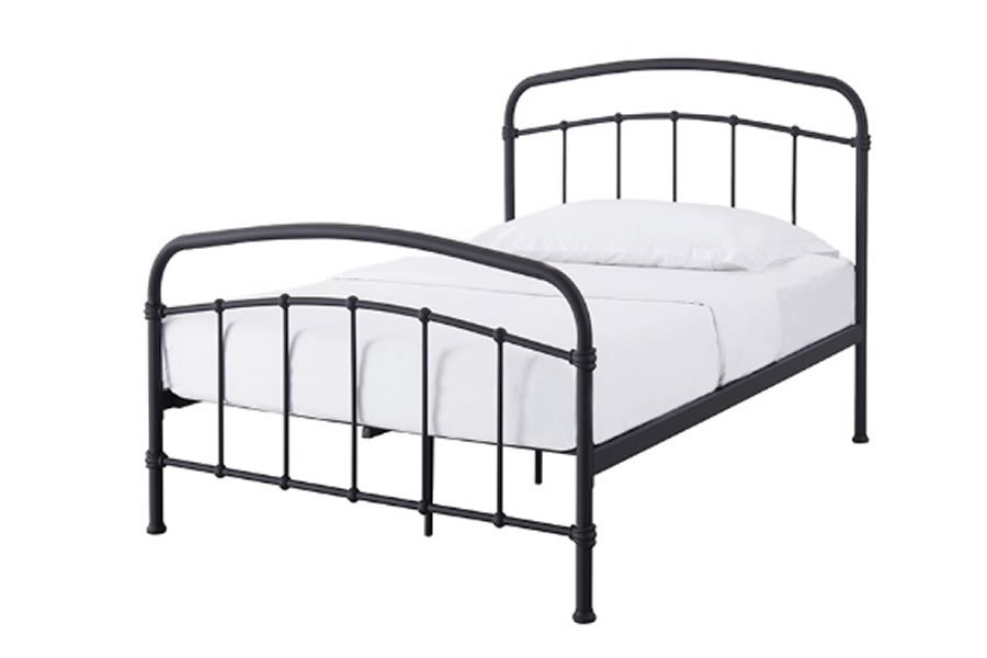 Metal Tubular Bed Frame With Curved Rails And Detailed Casting 2 Colour Option 3 Sizes 