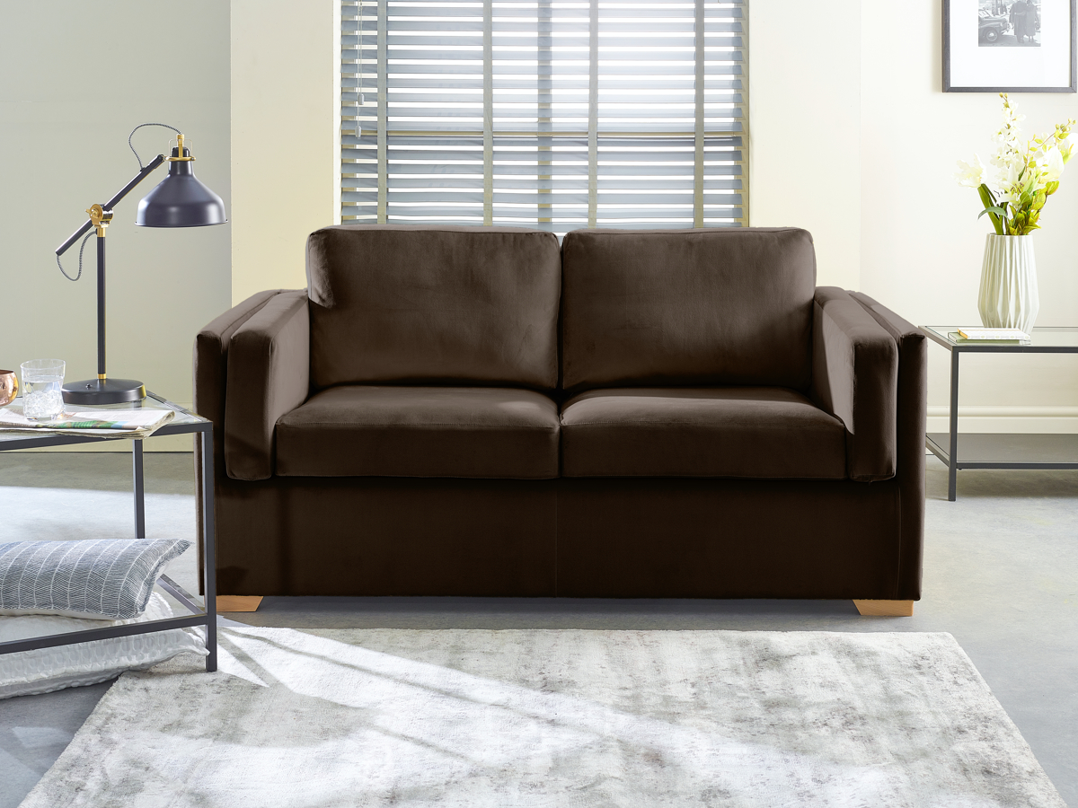 View Brown Fabric 2 Seater Contract Sofabed Houston information