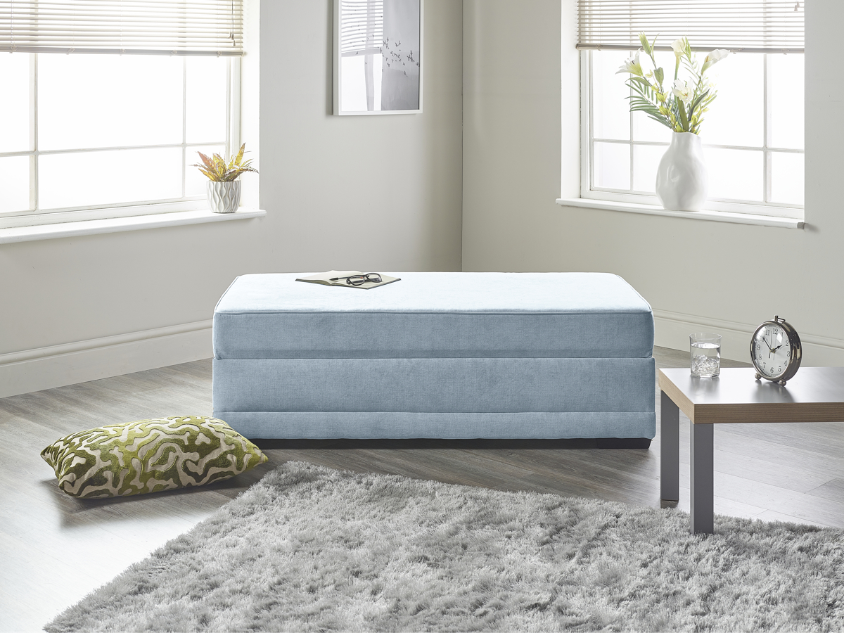 View Skyblue Fabric 2 Seater Contract Sofabed Compact Boxbed Boston information