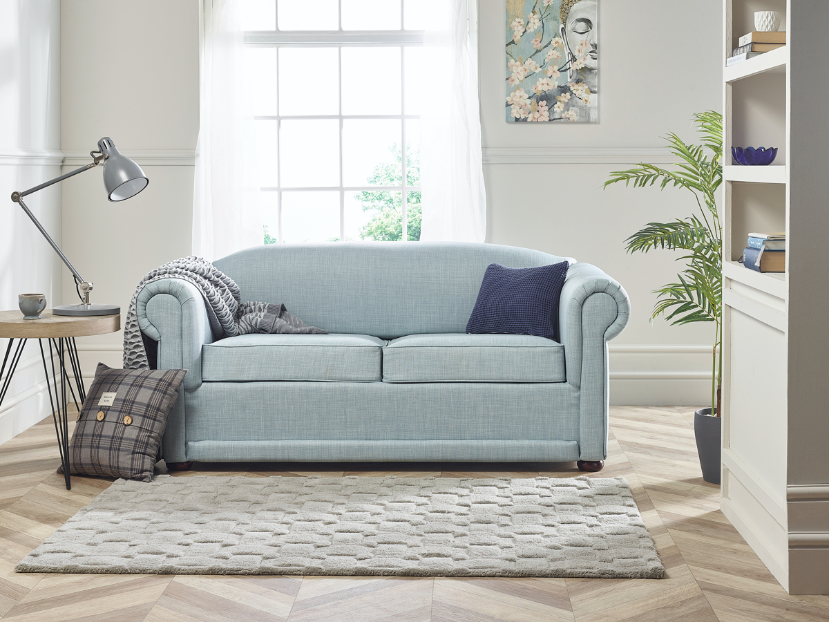 View Skyblue Fabric Contract 3 Seater Sofabed New York information