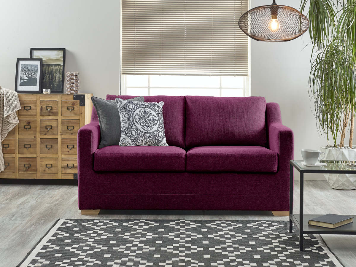 View Fushia Fabric Contract 3 Seater Sofabed Seattle information
