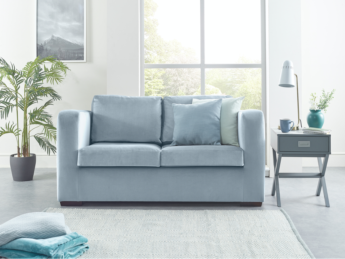 View Skyblue Fabric Contract 3 Seater Sofabed Denver information