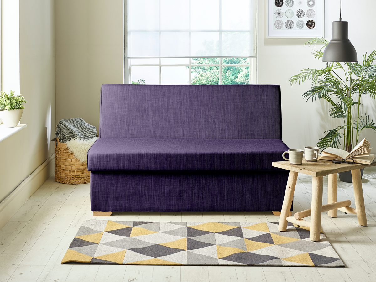 View Purple Fabric Contract 3 Seater Sofabed Detroit information
