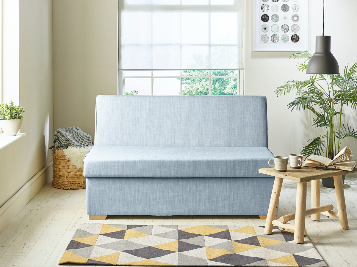 View Skyblue Fabric Contract 3 Seater Sofabed Detroit information