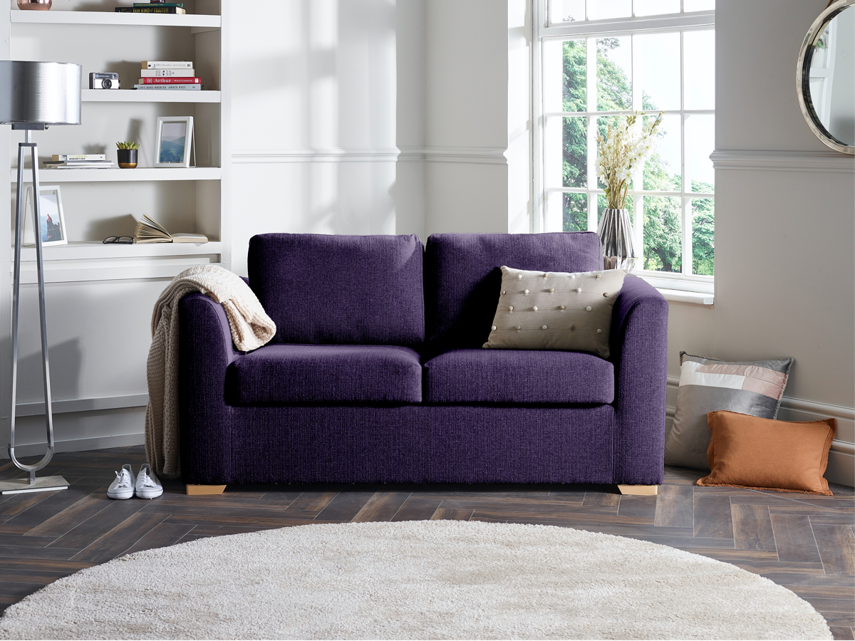 View Purple Fabric Contract 3 Seater Sofabed London information