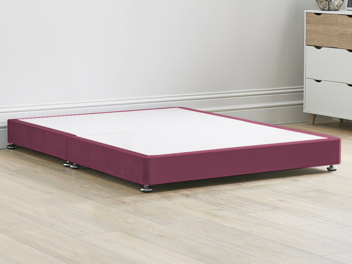 View 8 20cm Low Solid Strong Divan Bed Base With Screw In Wooden Legs 46 Standard Double Base Splits In Two Sections Linosa Pink Fabric information