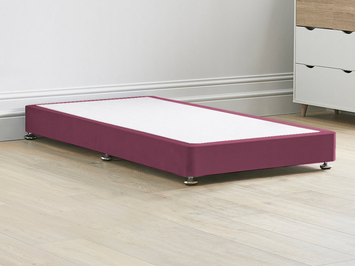 View 8 20cm Low Solid Strong Divan Bed Base With Screw In Wooden Legs 30 Single Base Splits In Two Sections Pink Fabric information