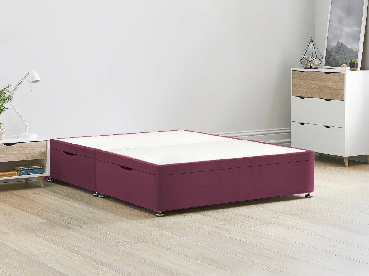 View 50 150cm King Size Linosa Pink Side Lift Ottoman Storage Divan Bed Base Easy Lift Gas Pistons Dust Free Bed Storage Solid Base Sides information