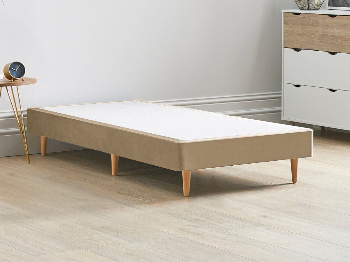 View 12 High Divan Bed Base On Wooden Legs 30 Single Slate Brown Solid Sides Ends Beech Tapered Wooden Leg information