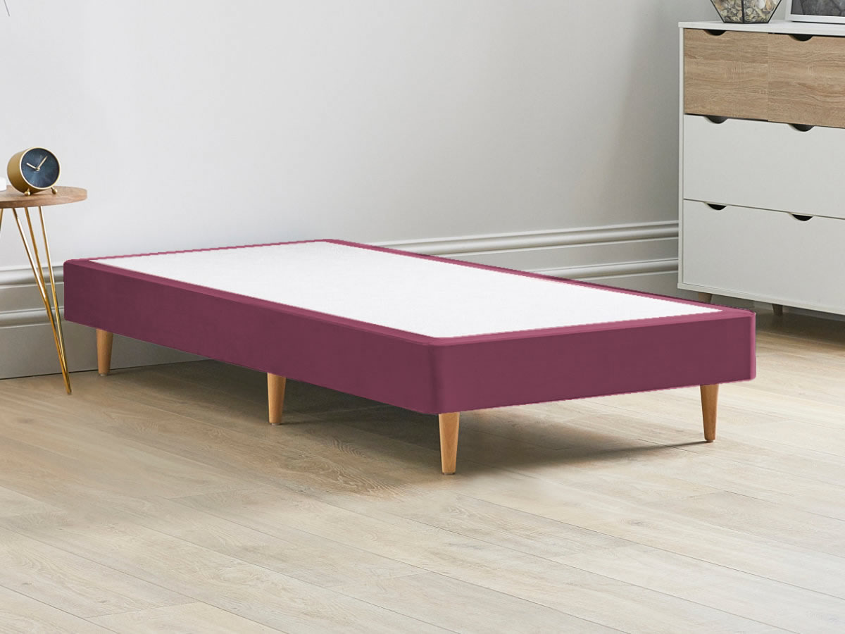 View 12 High Divan Bed Base On Wooden Legs 26 Small Single Linosa Pink Solid Sides Ends Beech Tapered Wooden Leg information