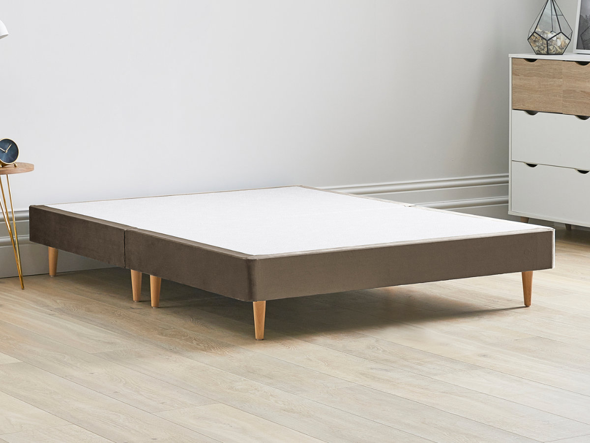 View 12 High Divan Bed Base On Wooden Legs 50 King Mocha Brown Solid Sides Ends Beech Tapered Wooden Leg information