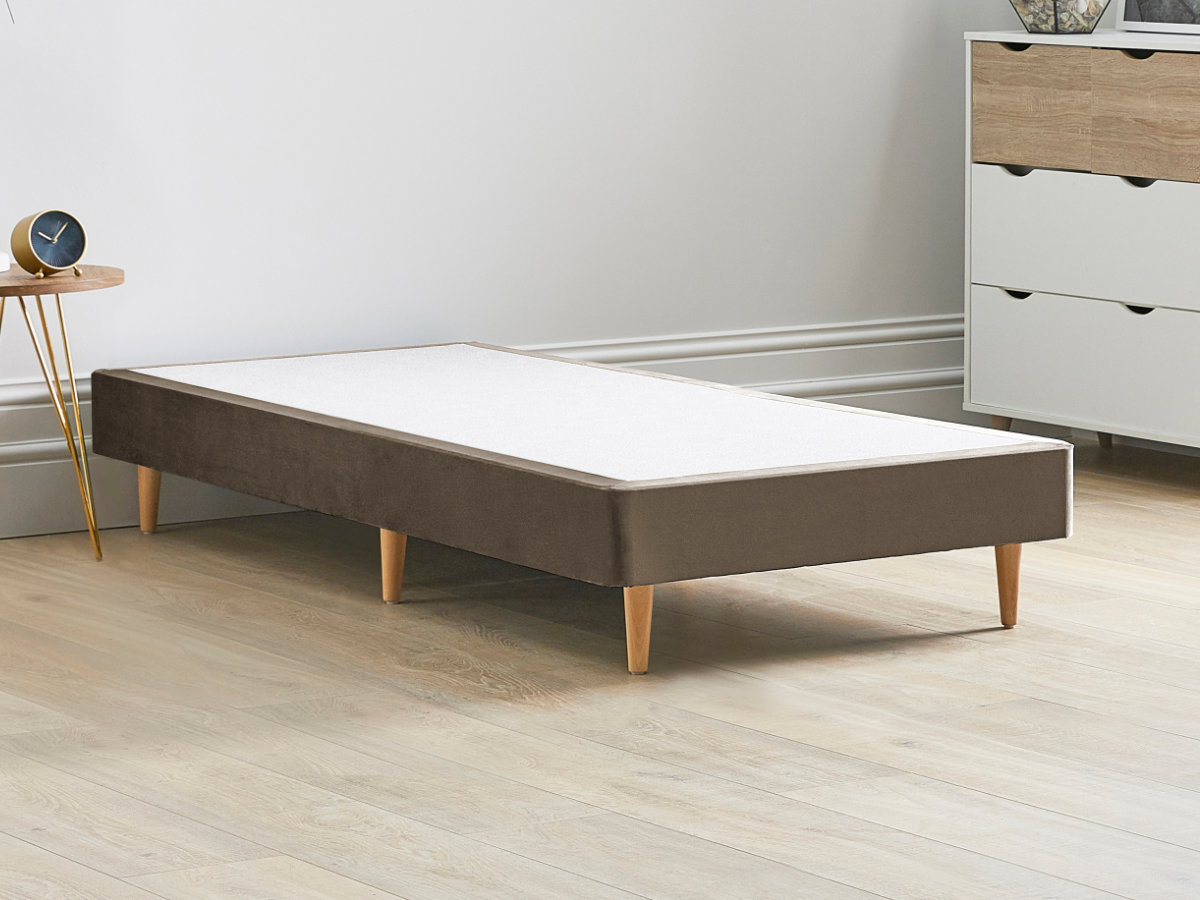 View 12 High Divan Bed Base On Wooden Legs 30 Single Mocha Brown Solid Sides Ends Beech Tapered Wooden Leg information