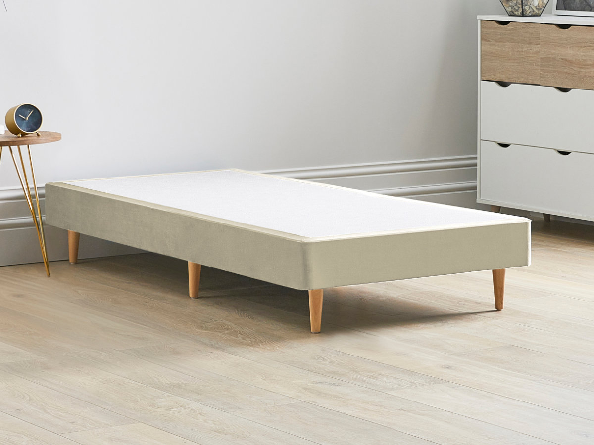 View 12 High Divan Bed Base On Wooden Legs 30 Single Stone Cream Solid Sides Ends Beech Tapered Wooden Leg information