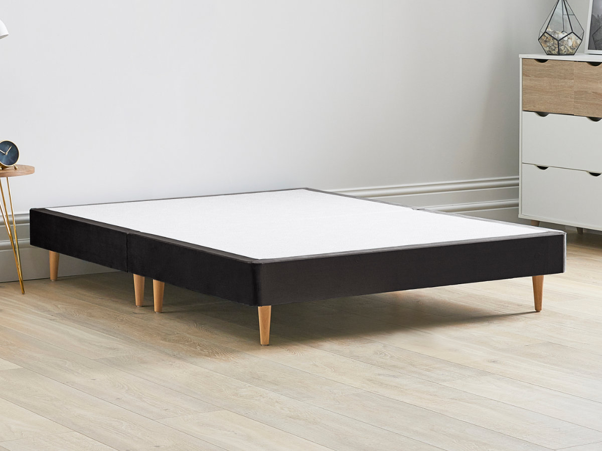 View 12 High Divan Bed Base On Wooden Legs 50 King Charcoal Grey Solid Sides Ends Beech Tapered Wooden Leg information