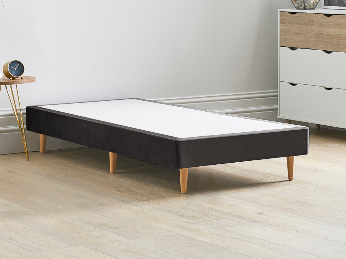 View 12 High Divan Bed Base On Wooden Legs 30 Single Charcoal Grey Solid Sides Ends Beech Tapered Wooden Leg information