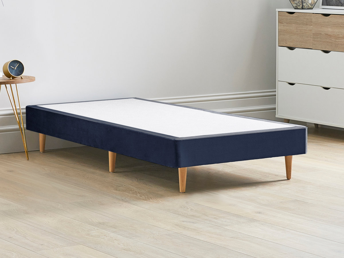 View 12 High Divan Bed Base On Wooden Legs 30 Single Sapphire Blue Solid Sides Ends Beech Tapered Wooden Leg information