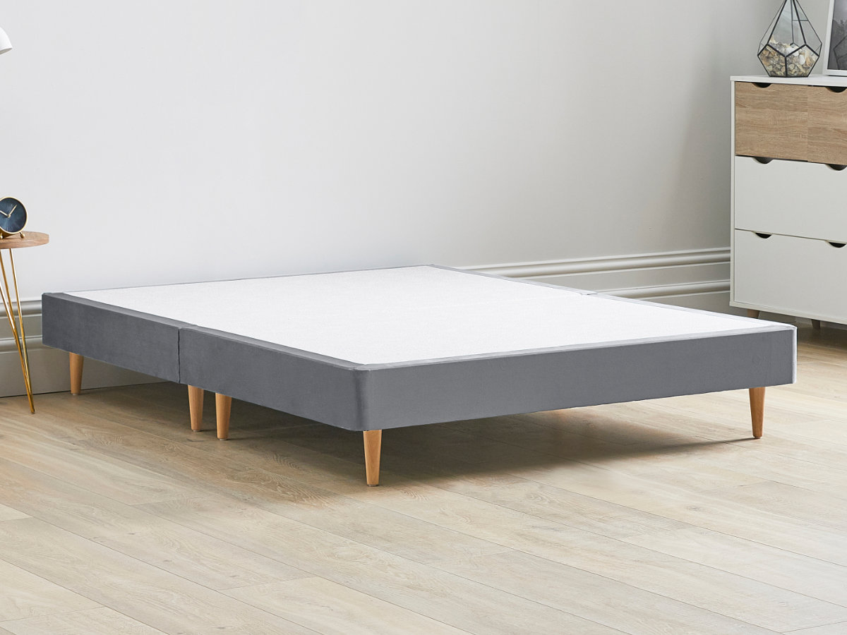 View 12 High Divan Bed Base On Wooden Legs 50 King Light Grey Solid Sides Ends Beech Tapered Wooden Leg information