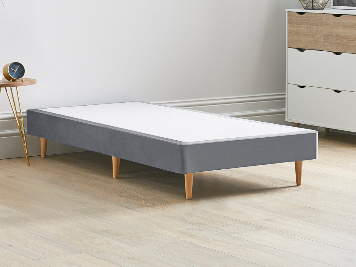 View 12 High Divan Bed Base On Wooden Legs 30 Single Light Grey Solid Sides Ends Beech Tapered Wooden Leg information