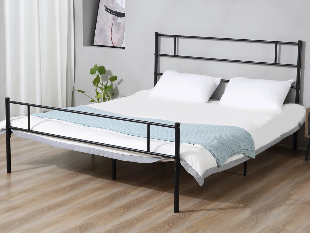 View Black 50 Kingsize Contract Metal Student Rental Metal Strong Bed Frame Steel Base And Head Foot End Commercial Bed Frame information