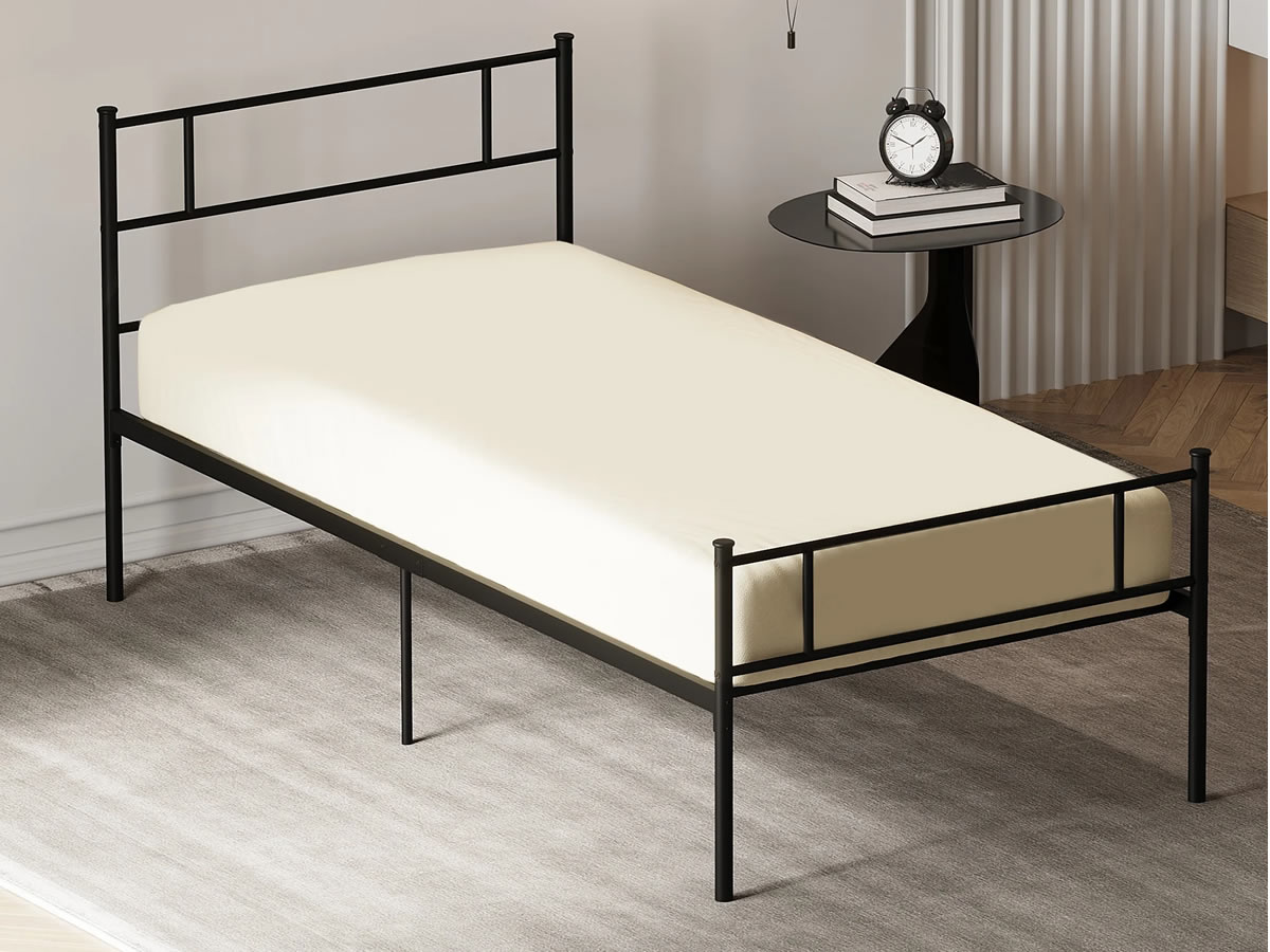 View Black 30 Single Contract Metal Student Rental Metal Strong Bed Frame Steel Base And Head Foot End Commercial Bed Frame information