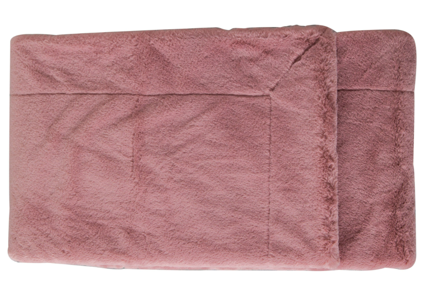 View Blush Faux Fur Throw With Stitched Fold Over Border Large information