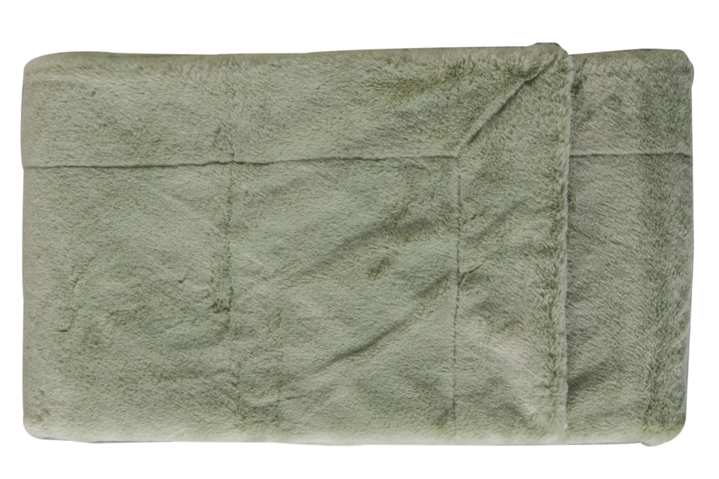 View Pale Green Faux Fur Throw With Stitched Fold Over Border Small information