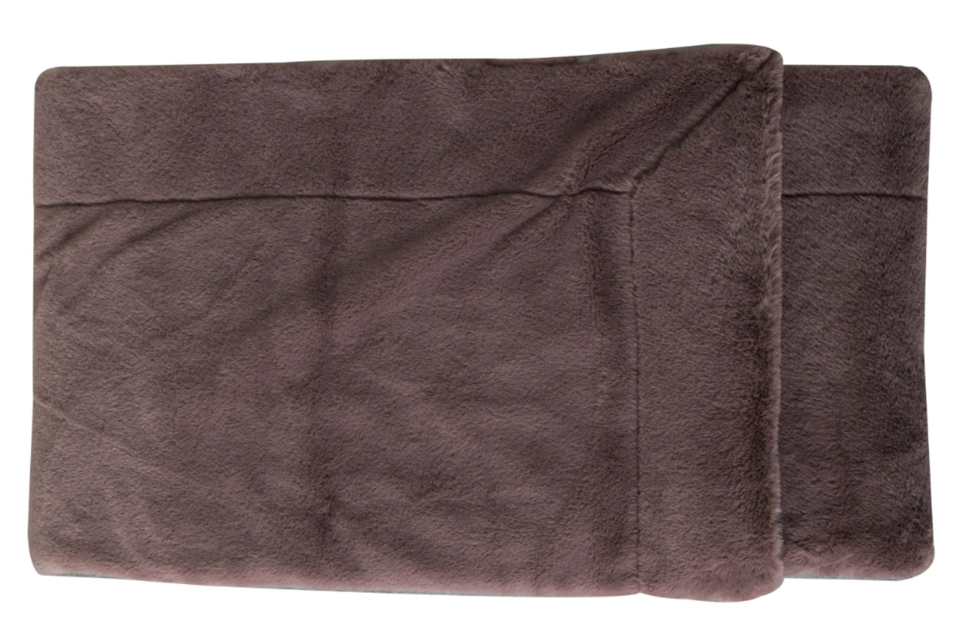 View Mocha Faux Fur Throw With Stitched Fold Over Border Small information