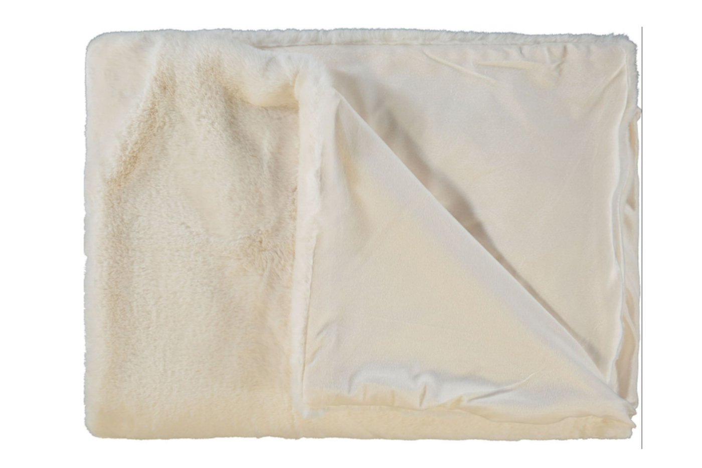 View Cream Faux Fur Throw With Stitched Fold Over Border Small information