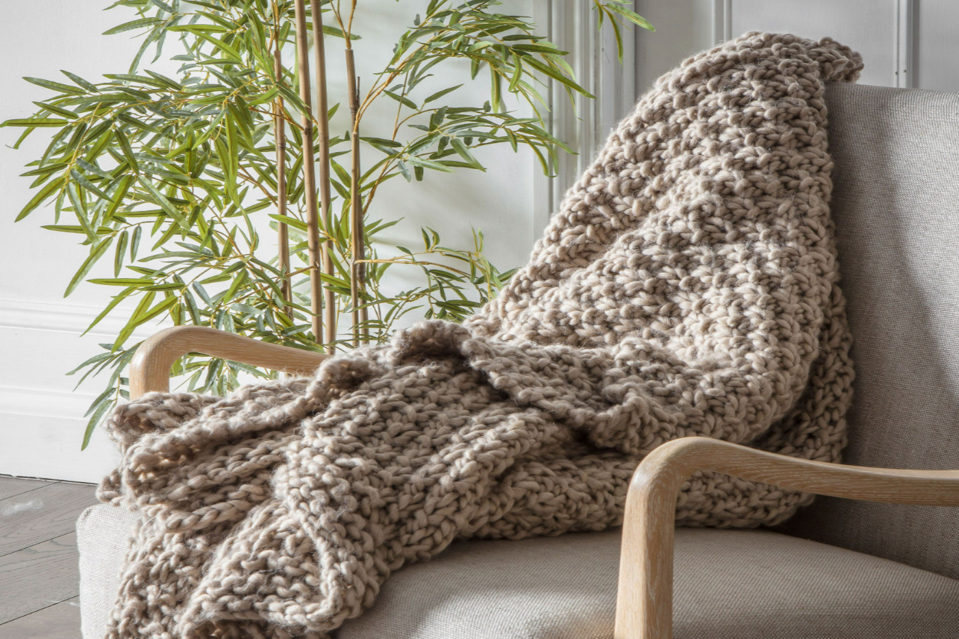 View Chunky Knitted Moss Throw Available In 2 Colours 1700 x 1300mm information